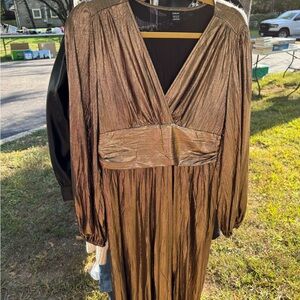 SHEIN Metallic Bronze Long Sleeve Dress